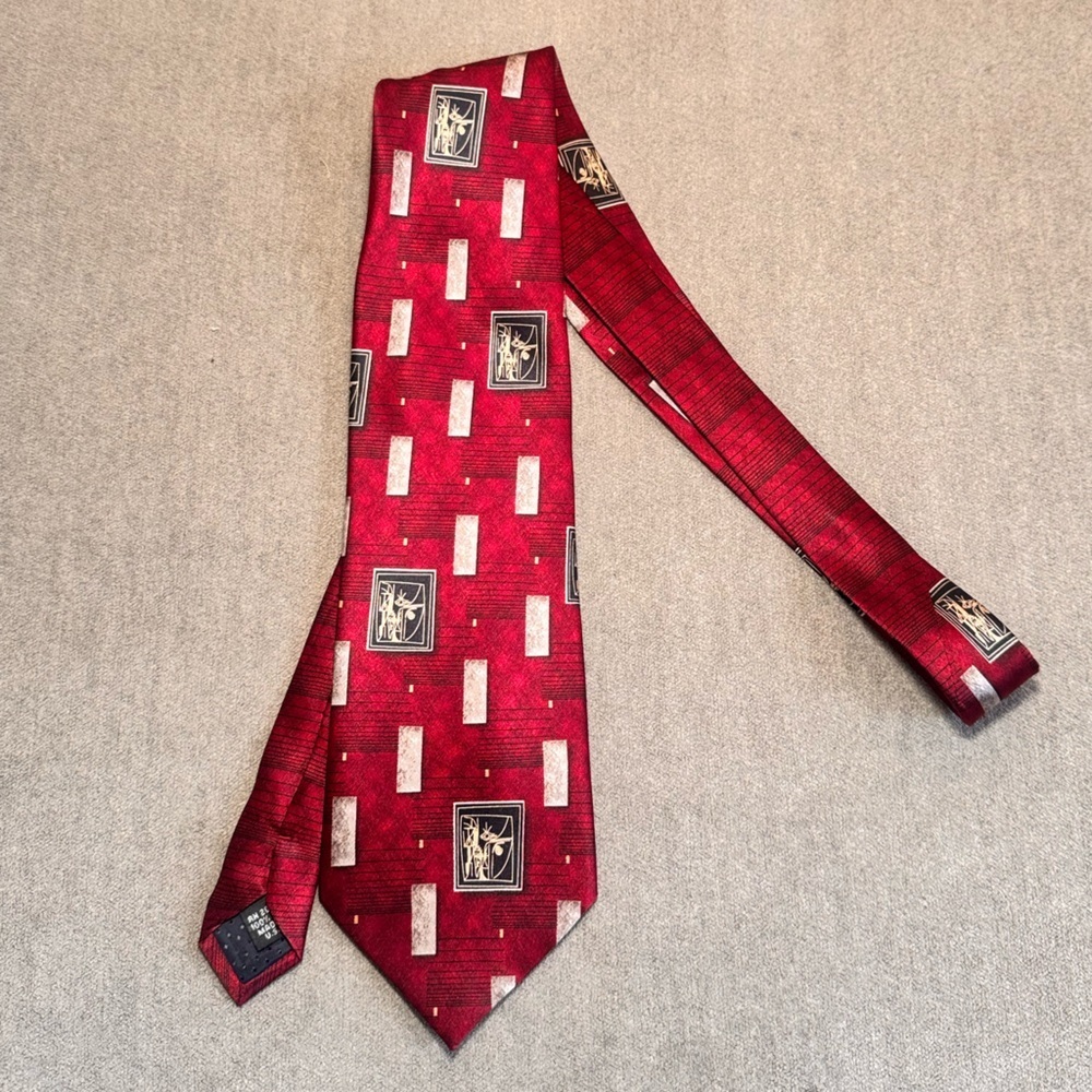 Vintage Picasso Red Silk Abstract Tie